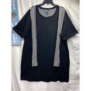 Karen Scott Sport Cuffed Short Sleeve Midi Dress Women 3X Black W/ Tie Front